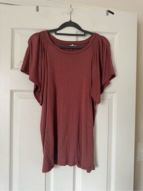 Maurice’s Women’s Scoop Neck Flutter Sleeve Top - Dusty Rose Sz M